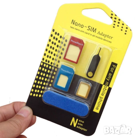 Универсални К-ти Увеличителни АДАПТЕРИ Екстрактор Игла за SIM Карти Стандарти Мини Микро Нано БАРТЕР, снимка 6 - Резервни части за телефони - 50788442