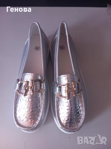 Дамски сребристи мокасини номер 36, снимка 5 - Дамски ежедневни обувки - 50397386