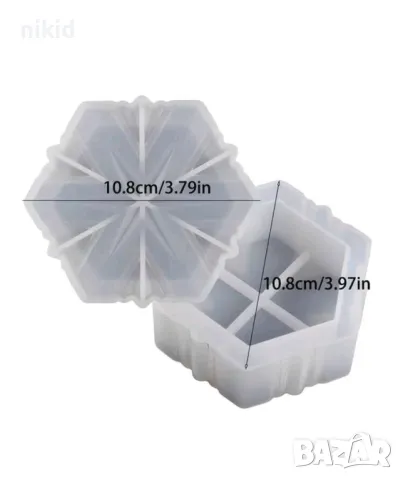 3d Звезда Снежинка кутия с капак 2 части кутийка силиконов молд форма направа кутия за бижута смола, снимка 4 - Форми - 48719936