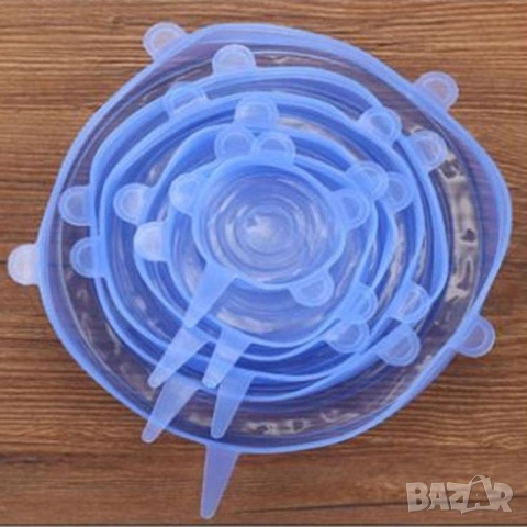 Комплект от 6 броя силиконови капаци за храна