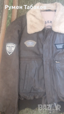 Авиаторско кожено яке, снимка 3 - Якета - 53242524