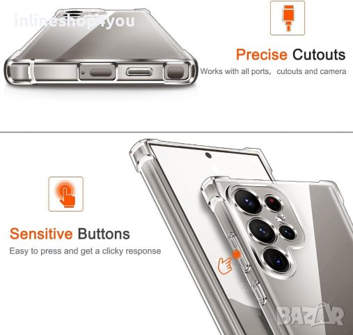 Прозрачен Силиконов Удароустойчив Кейс за Samsung Galaxy S24 Ultra | S24+ | S24, снимка 3 - Калъфи, кейсове - 44258849