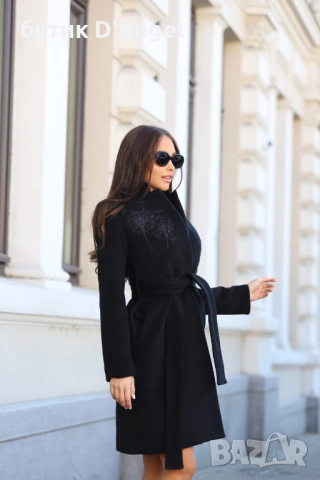 AVIN Палто Classic Embroidery Black Wool