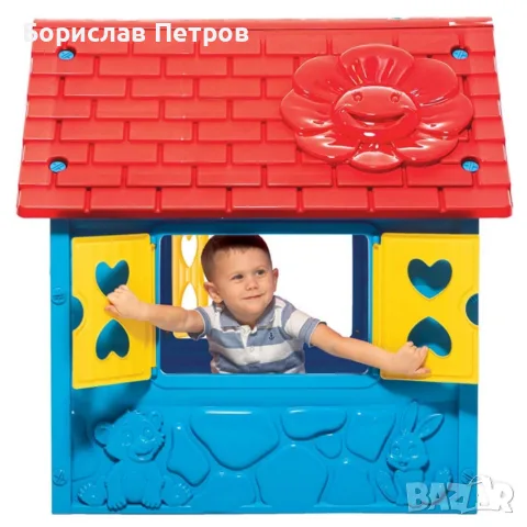 Детска градинска къщичка – Синя къща за игра на открито и закрито с отваряеми врати и прозорци, снимка 5 - Играчки за стая - 55972304