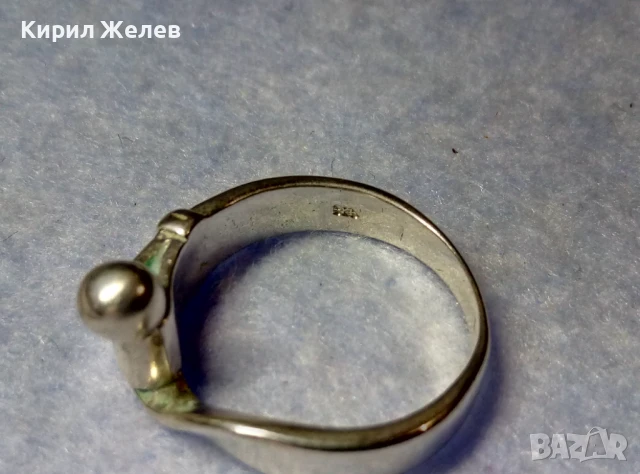 ИНТЕРЕСЕН ФИГУРАЛЕН СРЕБЪРЕН ПРЪСТЕН КОЛАН СРЕБРО 925 с БЯЛА ПОЗЛАТА и ЧАСТИЧНО АРТ ПАТИНИРАНЕ 48654, снимка 3 - Пръстени - 50542237