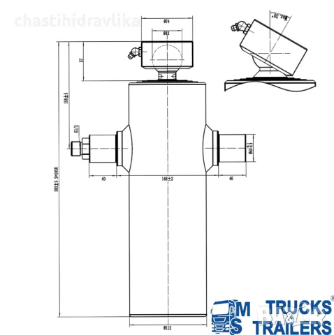 Хидравличен цилиндър HYPACO 90 5 1050, снимка 2 - Части - 47921914