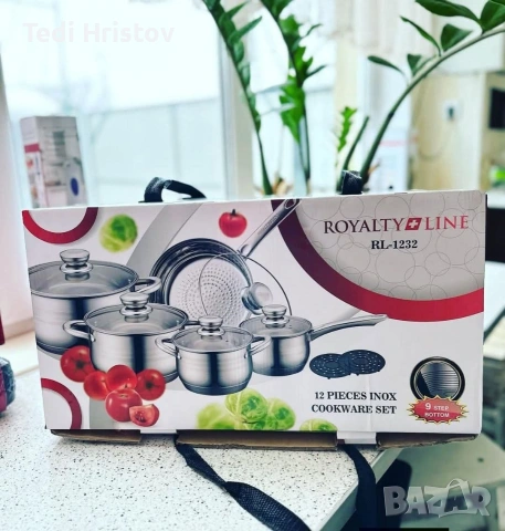 Royalty Line RL-1232 – Комплект от 12 части, с капаци и многослойно дъно, снимка 2 - Съдове за готвене - 53130041