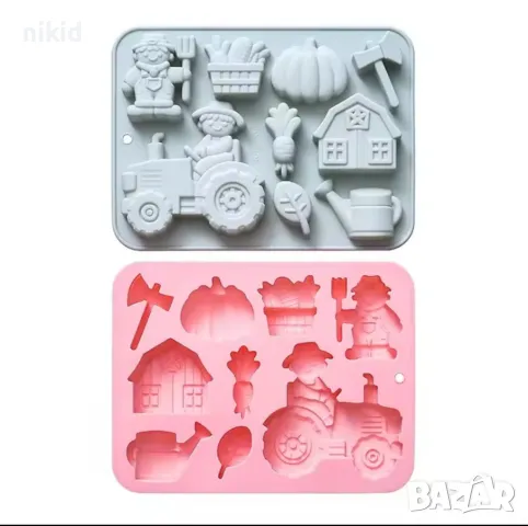 Ферма Фермер трактор лейка брадва тиква ряпа силиконов молд форма фондан гипс шоколад