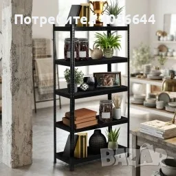 Черен метален гаражен стелаж 875 кг – 5 рафта, 180 × 90 × 40 см