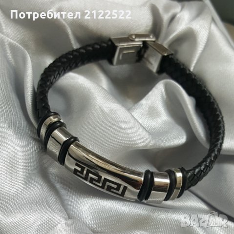 Мъжки гривни - кожа и стомана, снимка 6 - Гривни - 30930196