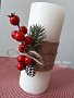 Декорирана коледна бяла свещ, снимка 1 - Коледни подаръци - 38593528