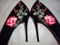 Нови дамски велурени обувки на ток, снимка 1 - Дамски елегантни обувки - 38474187