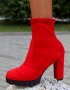Боти на ток - червен велур - 2CA-9477, снимка 2