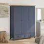 vidaXL Гардероб с 3 врати Hill сив 127x50x170 см борово дърво масив, снимка 2