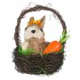Великденскa декорация, Заек с морков в кошница, 19 см, Многоцветна