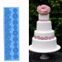 2 реда цветя и листа голяма дантела борд силиконов молд форма за украса торта с фондан гъмпейст, снимка 1 - Форми - 27594342