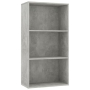vidaXL 3-етажна библиотека, бетонно сива, 60x30x114 см, ПДЧ（SKU:800976, снимка 1 - Други - 44566132