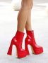 Боти на ток - червен лак - YSV1, снимка 2