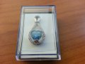 Сребърна висулка медальон с аквамарин , снимка 2