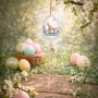Висящо великденско яйце с бяла пухкава материя, зайчета и надпис „Happy Easter" 9x12cm_1260335, снимка 3