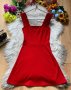 Червена рипсена рокля, снимка 1 - Рокли - 42113180