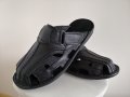 Габровски мъжки чехли ЕСТЕСТВЕНА кожа модел 014 черно и ант, снимка 1 - Мъжки чехли - 29721682