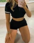 Дамски секси двукомпонентен къс комплект блуза и шорти, 5цвята , снимка 15