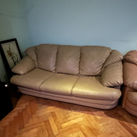 кожен холов диван 2ка 160 см + диван 3ка 210см + фотьойл + 2 табуретки  / холна гарнитура -цена  1 1, снимка 3 - Дивани и мека мебел - 44748617