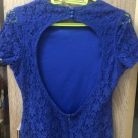 Синя, дантелена рокля-размер S, снимка 4 - Рокли - 33883277