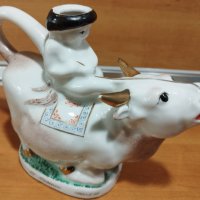 Стара порцеланова фигура, чайник, крава, 1964 г., снимка 4 - Колекции - 40762500