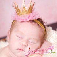 лента корона за коса глава за принцеса бебе на ластик с мъниста и брокат, снимка 8 - Други - 15031653