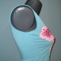 Еластична брандова блуза тип потник с щампа и пайети "Danza" / унисайз , снимка 3 - Потници - 30983306