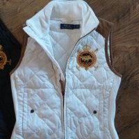 Polo Ralph Lauren Equestrian Vest Suede Trim White Quilted Full Zip - страхотен дамски елек , снимка 5 - Елеци - 42925510