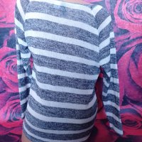 Тънка сиво-бяла блуза машинно плетиво М, снимка 2 - Блузи с дълъг ръкав и пуловери - 42861810