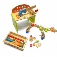 Дървена мултифункционалена работилница с инструменти конструктор за сглобяване, снимка 14 - Образователни игри - 38375482