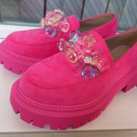 Нови Дамски мокасини цвят фуксия, снимка 2 - Дамски елегантни обувки - 44335827