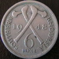 6 пенса 1948, Южна Родезия, снимка 1 - Нумизматика и бонистика - 21161077