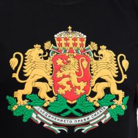 Нова мъжка черна тениска с релефен трансферен печат Герб на България , снимка 2 - Тениски - 28017520