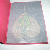 Ръчно рисувана картичка върху листо от дървото Бодхи, Индия 3, снимка 3 - Други ценни предмети - 35593727