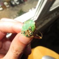 925 сребърен пръстен с зелен берил/смарагд размер 15x11, снимка 2 - Пръстени - 44928201