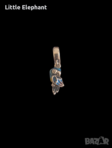 Сребърен висящ елемент"Jungle paradise",папагал/нов, снимка 1