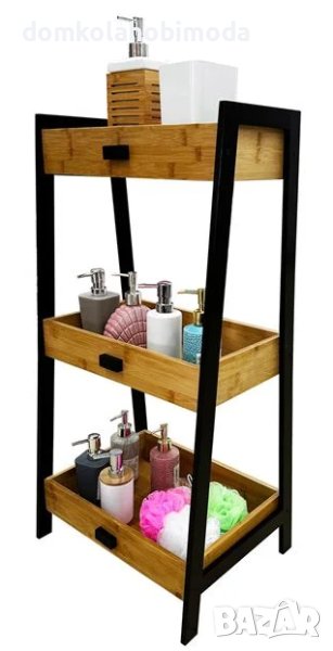Етажерка за баня бабукови лавици, 45x35x90 см, снимка 1