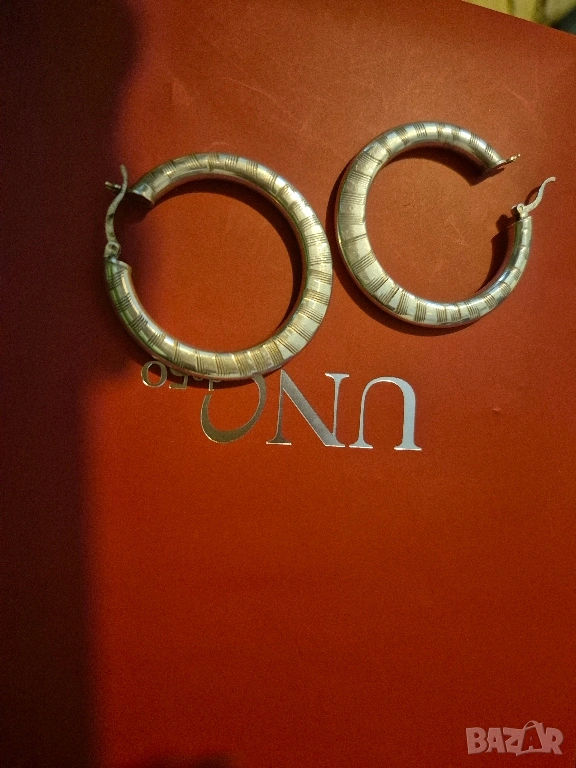 сребърни обеци нестандартни халки, снимка 1