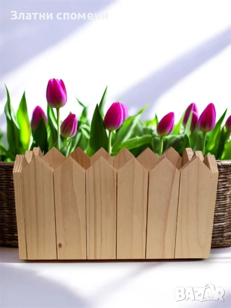 Дървена кашпа от естествен бял бор, снимка 1