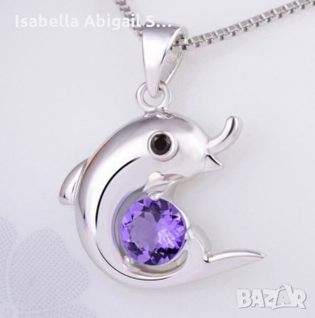 Сребърно колие делфин, снимка 1