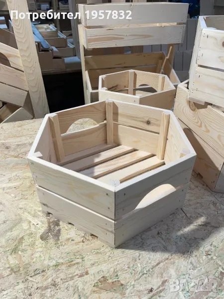 Дървена декоративна Щайга/Хексагон/шестоъгълник, снимка 1