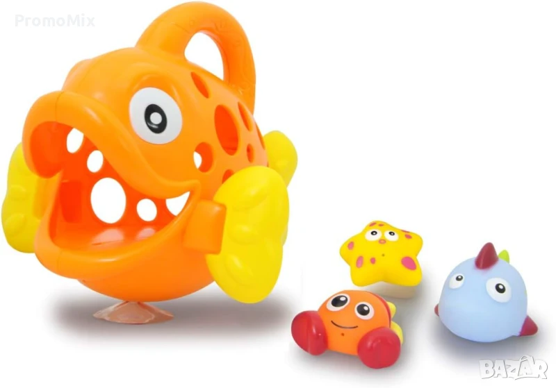 Комплект от 4 броя играчки за баня Jamara 460614 Hungry Fish Orange Гладна рибка играчки за вода , снимка 1