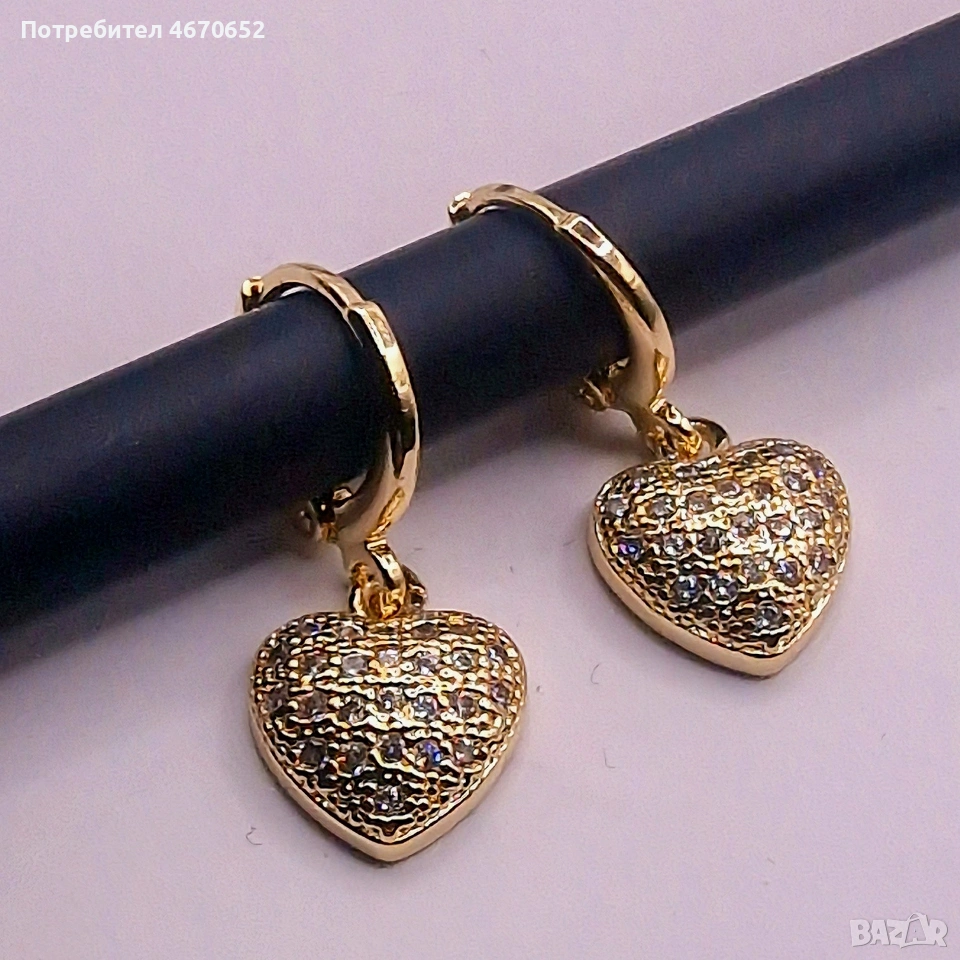 Crystal Heart Earrings ❤️✨ | обеци със сърца и кристали, снимка 1
