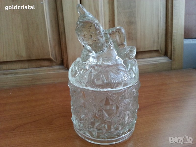 Антикварна стъклена захарница , снимка 1