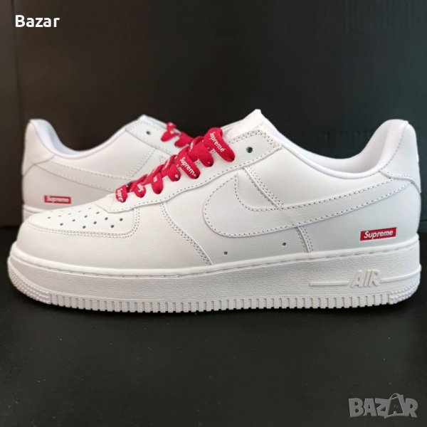 Nike Air Force 1 Supreme Нови Мъжки Обувки Маратонки Размер 43 Номер 27.5см Кецове Бели Shoes Man , снимка 1